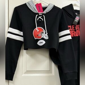 NFL Cleveland Browns Black  Crop Hoodie